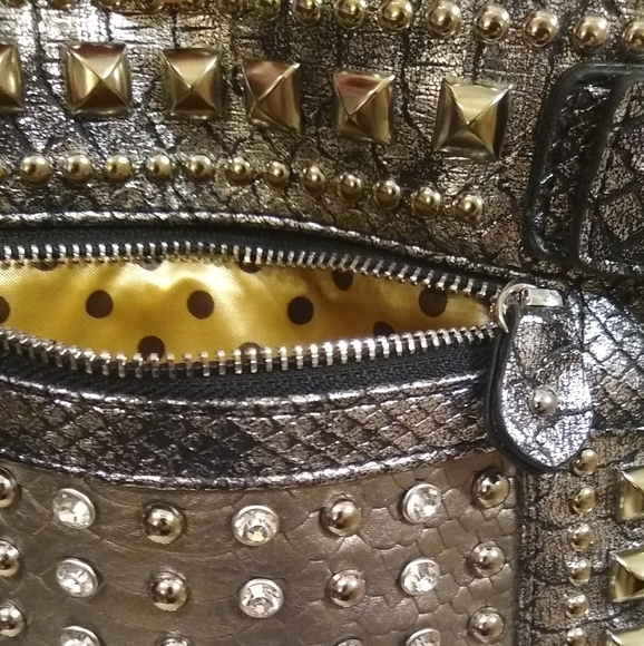 Pewter Rhinestone Studded Fashion Crossbody Sling - Picture 5 of 8